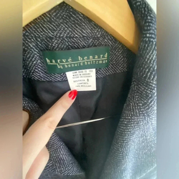 Vintage Harve Benard 100% Wool Suit Jacket Coat Blazer Gray Button Size 8 Womens - Picture 3 of 10